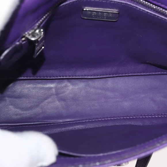 PRADA Chain Shoulder Bag Safiano leather Purple Silver Auth ka3343A