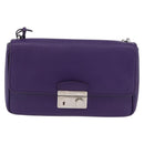 PRADA Chain Shoulder Bag Safiano leather Purple Silver Auth ka3343A-13