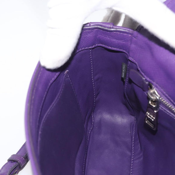PRADA Chain Shoulder Bag Safiano leather Purple Silver Auth ka3343A