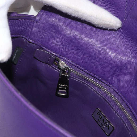 PRADA Chain Shoulder Bag Safiano leather Purple Silver Auth ka3343A
