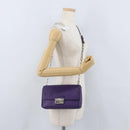 PRADA Chain Shoulder Bag Safiano leather Purple Silver Auth ka3343A-25