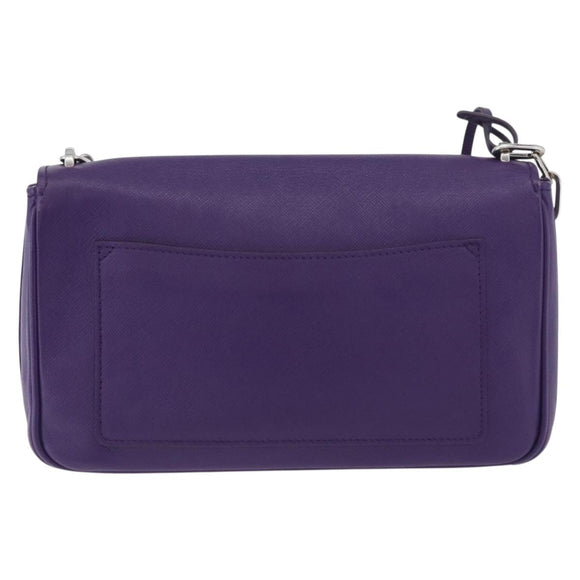 PRADA Chain Shoulder Bag Safiano leather Purple Silver Auth ka3343A