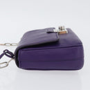 PRADA Chain Shoulder Bag Safiano leather Purple Silver Auth ka3343A-4