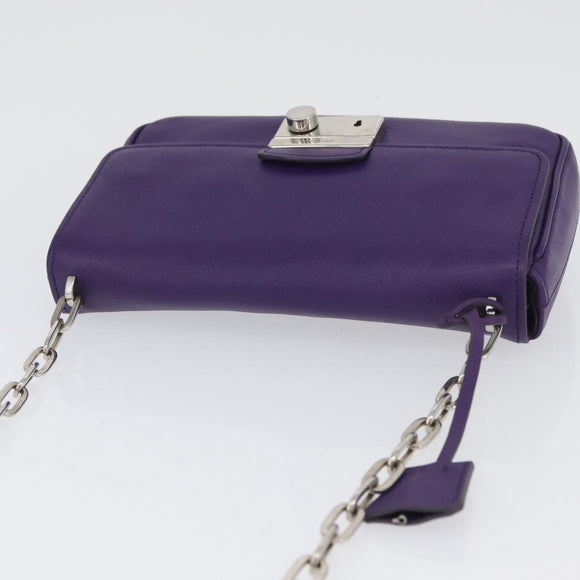 PRADA Chain Shoulder Bag Safiano leather Purple Silver Auth ka3343A