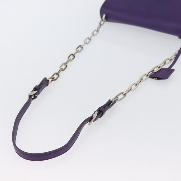 PRADA Chain Shoulder Bag Safiano leather Purple Silver Auth ka3343A