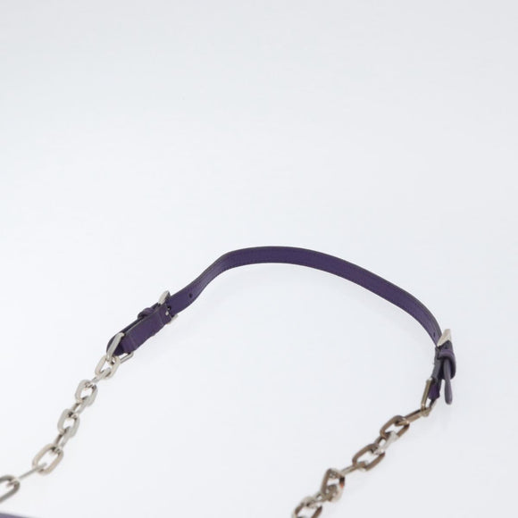 PRADA Chain Shoulder Bag Safiano leather Purple Silver Auth ka3343A