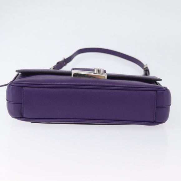 PRADA Chain Shoulder Bag Safiano leather Purple Silver Auth ka3343A