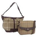 BURBERRY Nova Check Shoulder Bag Canvas 2 Set Beige Auth ka335-1