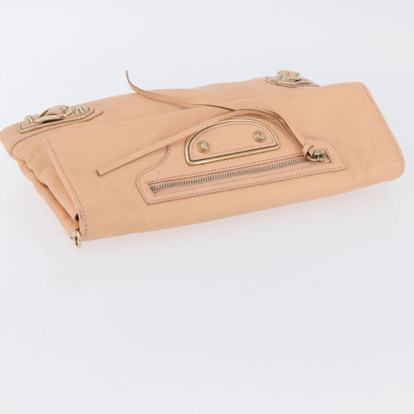 BALENCIAGA Metallic Edge Classic Envelope Bag Leather Pale Orange Auth ka3352