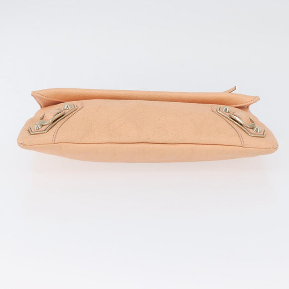 BALENCIAGA Metallic Edge Classic Envelope Bag Leather Pale Orange Auth ka3352