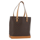 CELINE Macadam Canvas Hand Bag PVC Leather Brown Gold Auth ka3354-1
