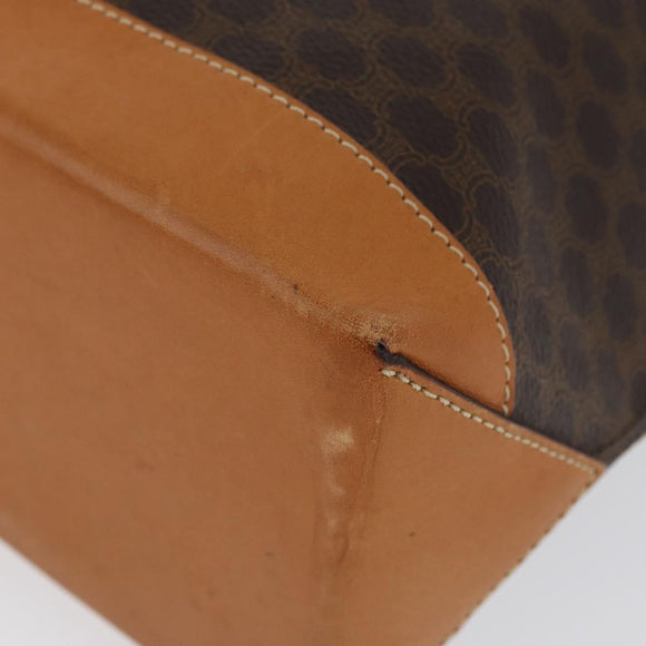 CELINE Macadam Canvas Hand Bag PVC Leather Brown Gold Auth ka3354