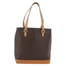 CELINE Macadam Canvas Hand Bag PVC Leather Brown Gold Auth ka3354-2