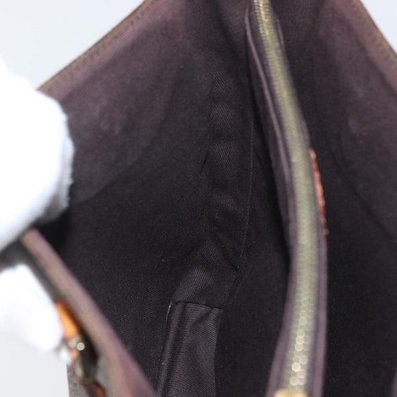 CELINE Macadam Canvas Hand Bag PVC Leather Brown Gold Auth ka3354
