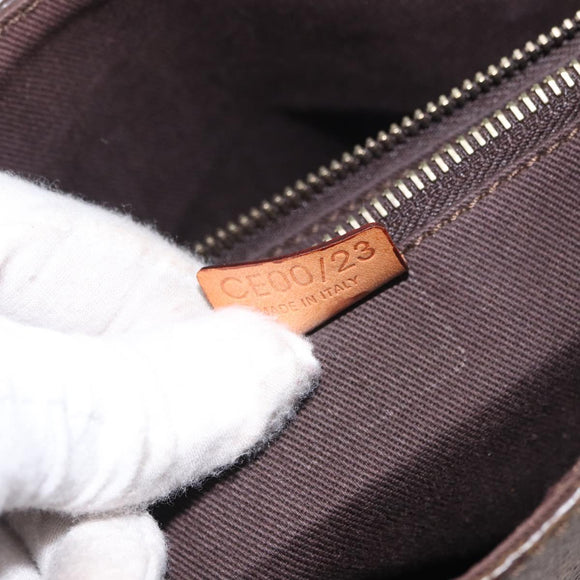 CELINE Macadam Canvas Hand Bag PVC Leather Brown Gold Auth ka3354