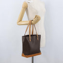 CELINE Macadam Canvas Hand Bag PVC Leather Brown Gold Auth ka3354-25