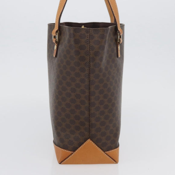 CELINE Macadam Canvas Hand Bag PVC Leather Brown Gold Auth ka3354
