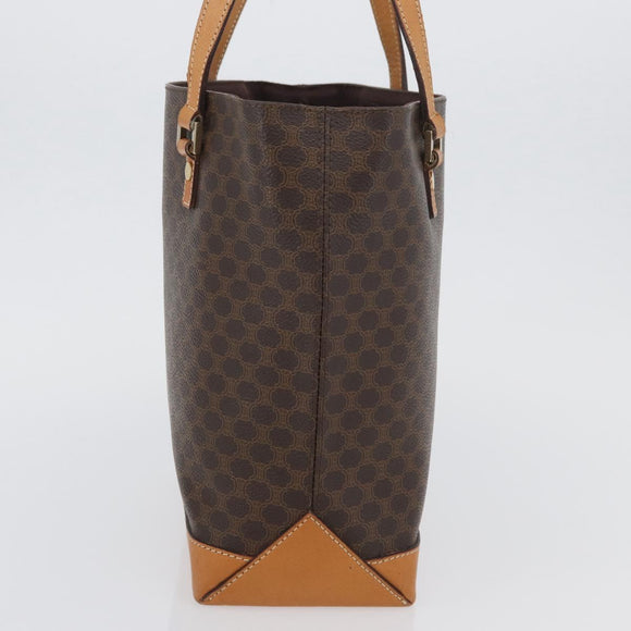 CELINE Macadam Canvas Hand Bag PVC Leather Brown Gold Auth ka3354