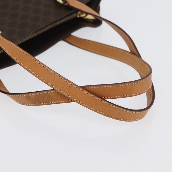 CELINE Macadam Canvas Hand Bag PVC Leather Brown Gold Auth ka3354