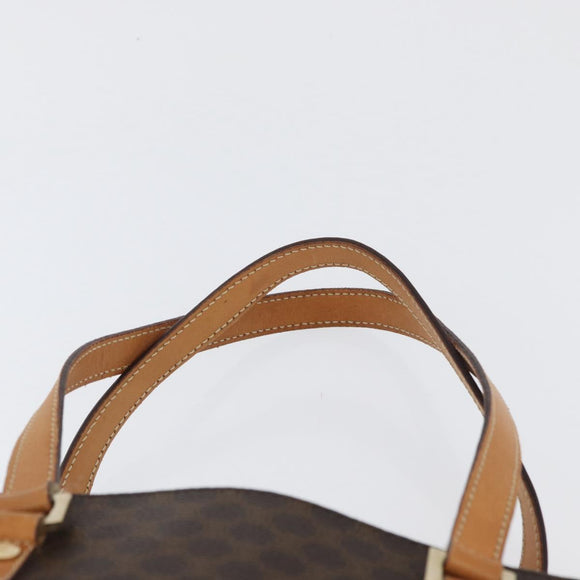 CELINE Macadam Canvas Hand Bag PVC Leather Brown Gold Auth ka3354