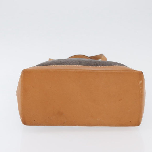 CELINE Macadam Canvas Hand Bag PVC Leather Brown Gold Auth ka3354