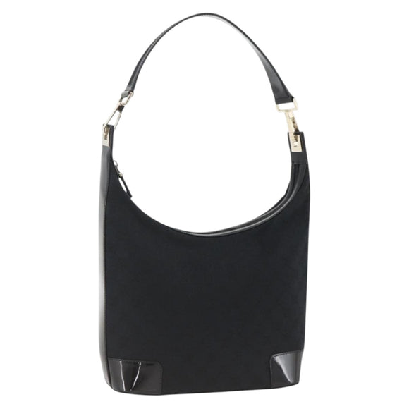 GUCCI GG Canvas Shoulder Bag Black Gold 001 4204 3444 Auth ka3355A