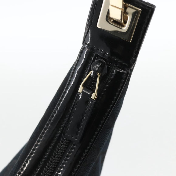 GUCCI GG Canvas Shoulder Bag Black Gold 001 4204 3444 Auth ka3355A