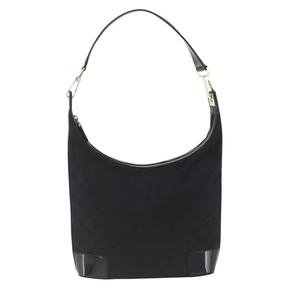GUCCI GG Canvas Shoulder Bag Black Gold 001 4204 3444 Auth ka3355A