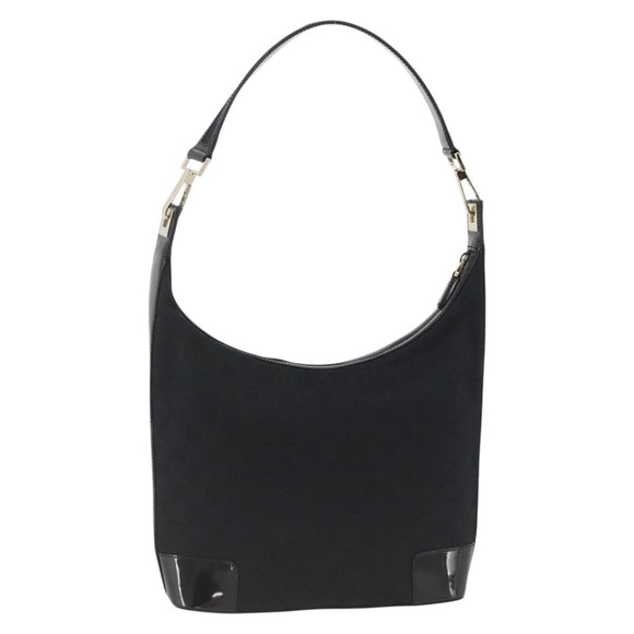 GUCCI GG Canvas Shoulder Bag Black Gold 001 4204 3444 Auth ka3355A
