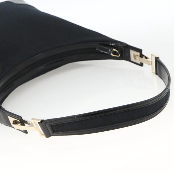 GUCCI GG Canvas Shoulder Bag Black Gold 001 4204 3444 Auth ka3355A