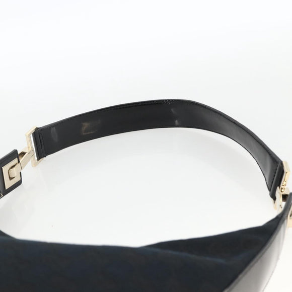 GUCCI GG Canvas Shoulder Bag Black Gold 001 4204 3444 Auth ka3355A