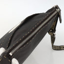 FENDI Shoulder Bag Leather Brown Silver Auth ka3356A-6