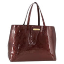 LOUIS VUITTON Vernis Wilshire MM Hand Bag Rouge Favist M91646 LV Auth ka3359-1
