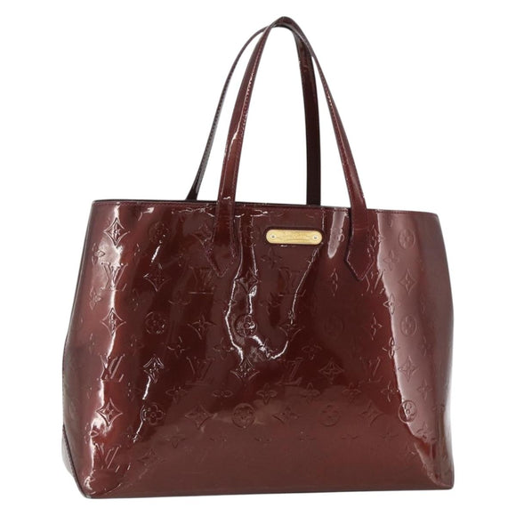 LOUIS VUITTON Vernis Wilshire MM Hand Bag Rouge Favist M91646 LV Auth ka3359