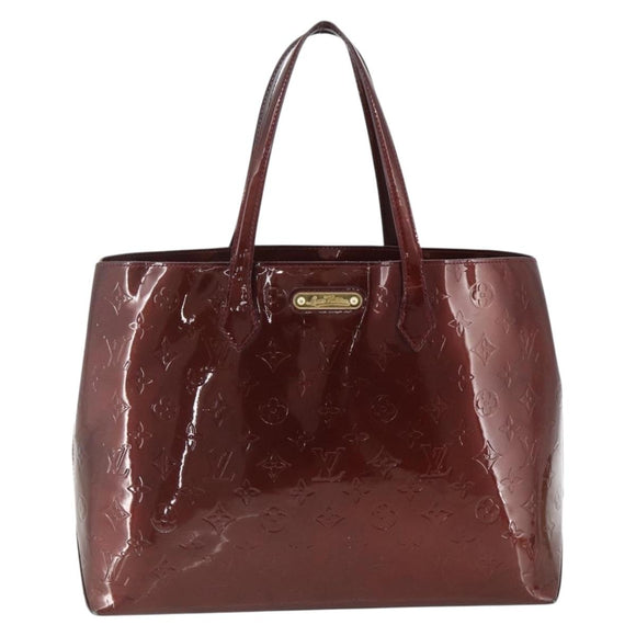 LOUIS VUITTON Vernis Wilshire MM Hand Bag Rouge Favist M91646 LV Auth ka3359