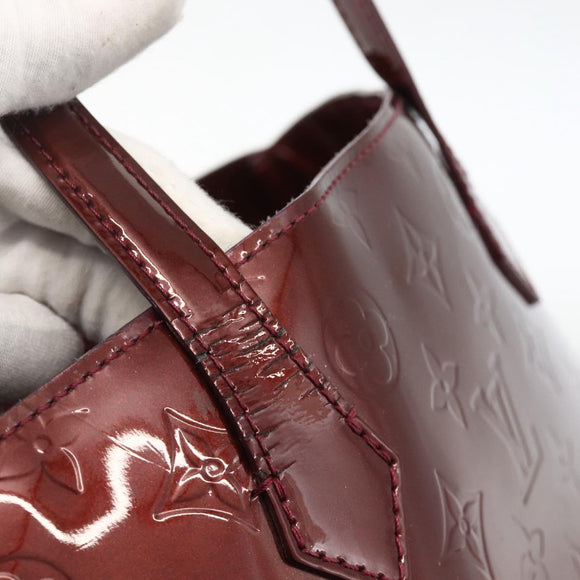 LOUIS VUITTON Vernis Wilshire MM Hand Bag Rouge Favist M91646 LV Auth ka3359