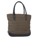 FENDI Zucchino Canvas Tote Bag Navy Silver Auth ka336-1
