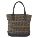 FENDI Zucchino Canvas Tote Bag Navy Silver Auth ka336-13