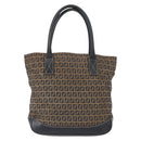 FENDI Zucchino Canvas Tote Bag Navy Silver Auth ka336-2