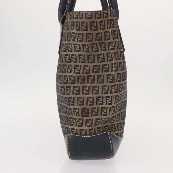 FENDI Zucchino Canvas Tote Bag Navy Silver Auth ka336