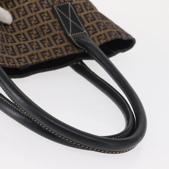 FENDI Zucchino Canvas Tote Bag Navy Silver Auth ka336