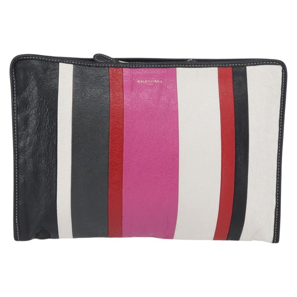 BALENCIAGA Clutch Bag Leather Multicolor Silver 443658 Auth ka3360