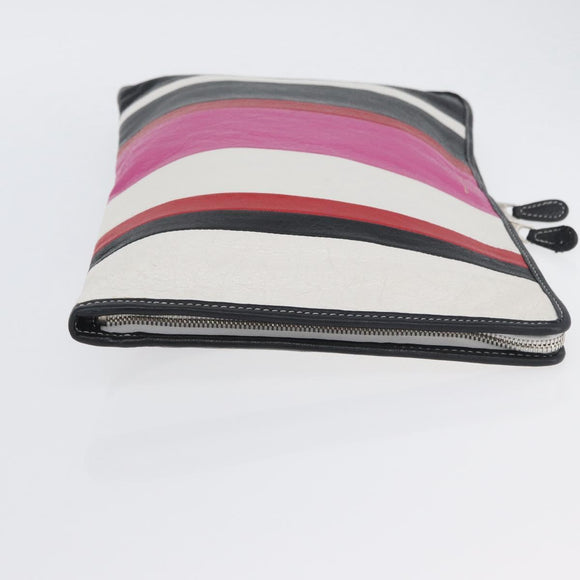 BALENCIAGA Clutch Bag Leather Multicolor Silver 443658 Auth ka3360