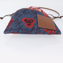 LOEWE Anagram Paula's Ibiza Drawstring Shoulder Bag Canvas Blue Auth ka3363M-5