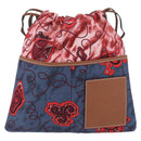 LOEWE Anagram Paula's Ibiza Drawstring Shoulder Bag Canvas Blue Auth ka3363M-13
