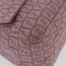 FENDI Zucchino Canvas Mamma Baguette Shoulder Bag Pink Silver Auth ka3366V-9