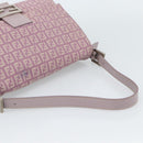 FENDI Zucchino Canvas Mamma Baguette Shoulder Bag Pink Silver Auth ka3366V-9