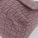 FENDI Zucchino Canvas Mamma Baguette Shoulder Bag Pink Silver Auth ka3366V-14