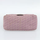 FENDI Zucchino Canvas Mamma Baguette Shoulder Bag Pink Silver Auth ka3366V-15