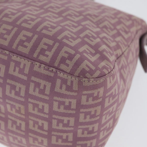 FENDI Zucchino Canvas Mamma Baguette Shoulder Bag Pink Silver Auth ka3366V